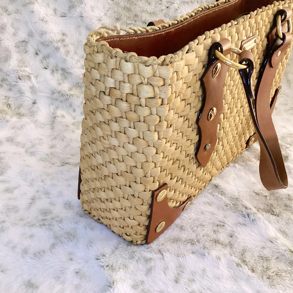 MICHAEL KORS Woven Rafia Satchel